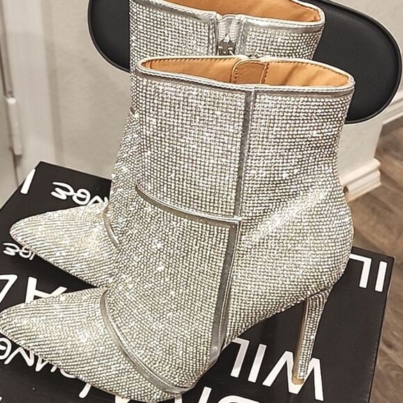 Wild Diva Lounge Giselle Rhinestone Ankle Stiletto Boot - Picture 3 of 5